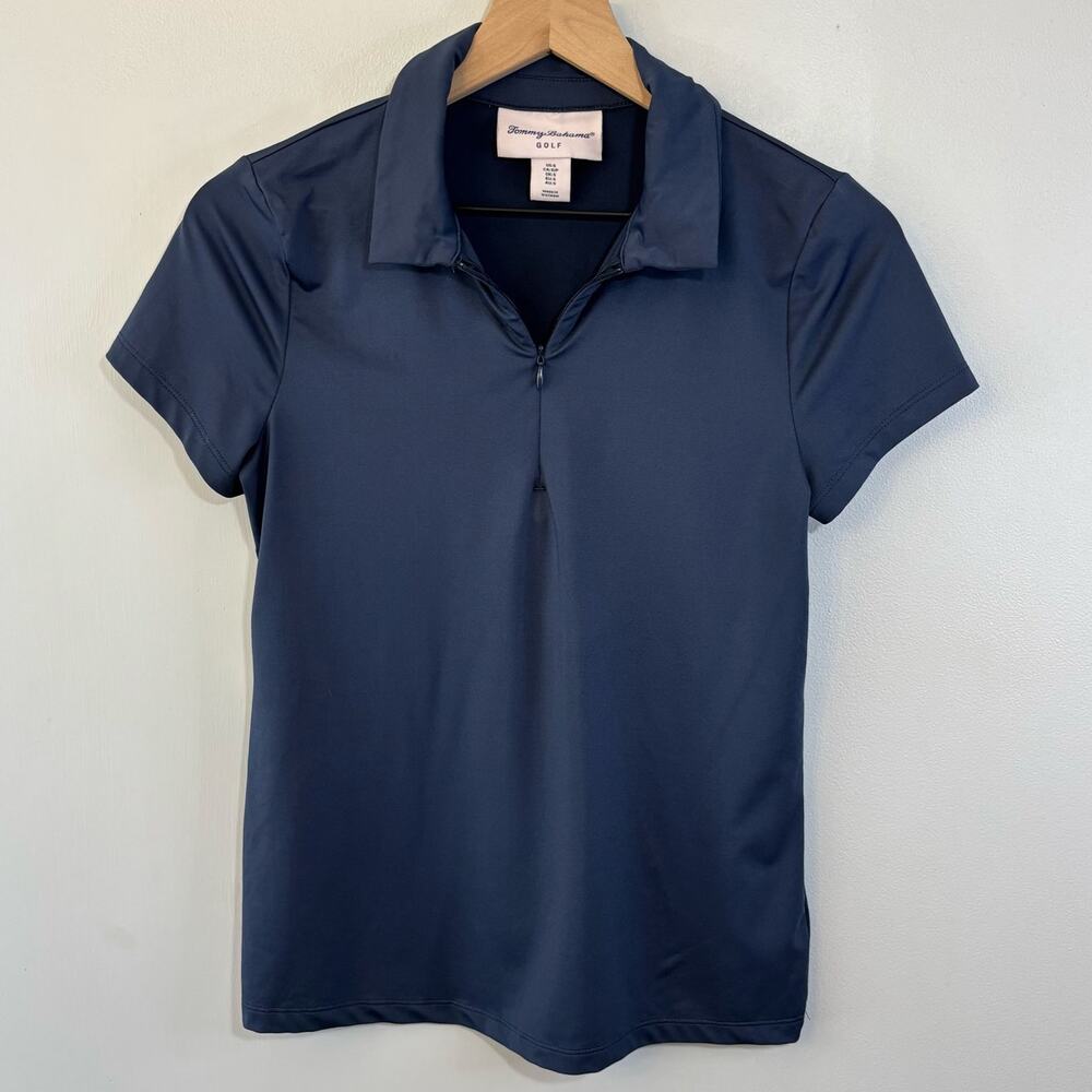 Women's Tommy Bahama Navy Zipper Polo Golf Shirt Size Small